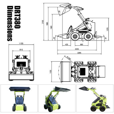 0.15 M3 Мини бензиновый скатальный рулевой погрузчик с сертификацией MOOG Hydraulic Cylinder